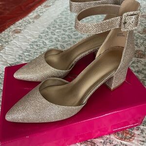 Dream Pairs Gold Glitter Heels with Ankle Strap